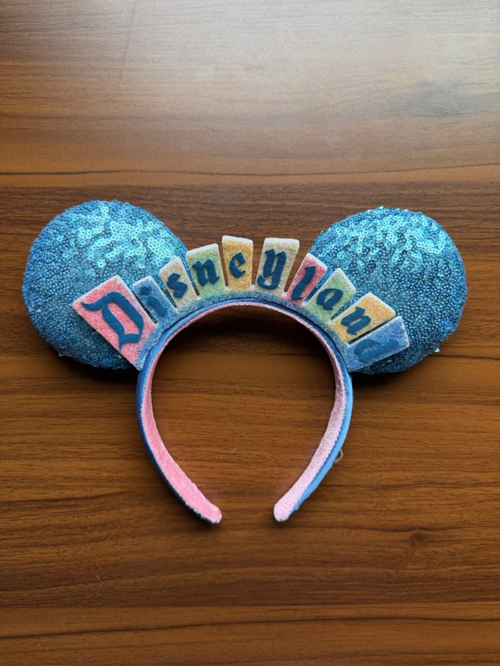 Disneyland “Happiest Place on Earth” Blue Sequin Ears Headband